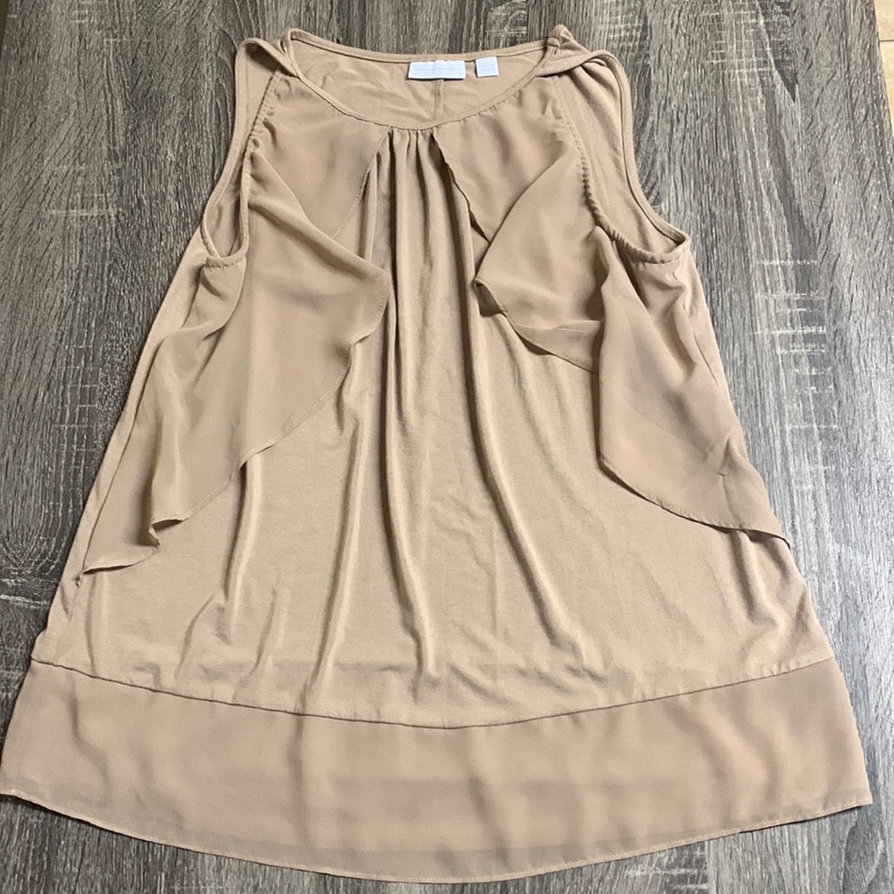New York & Company Stretch tan blouse